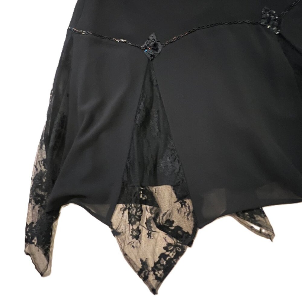Unique Vintage Flapper Style Dress 2X Black Beaded Sleeveless Lace Sequins Jewel - Picture 11 of 14